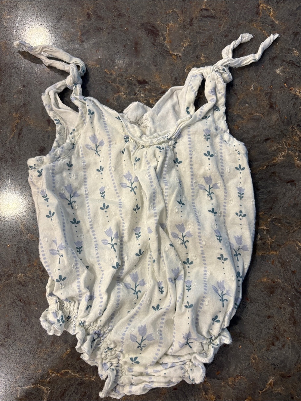 Infant White Floral Tie-Shoulder One-Piece Bodysuit